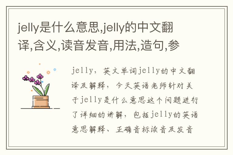 jelly是什么意思,jelly的中文翻译,含义,读音发音,用法,造句,参考例句