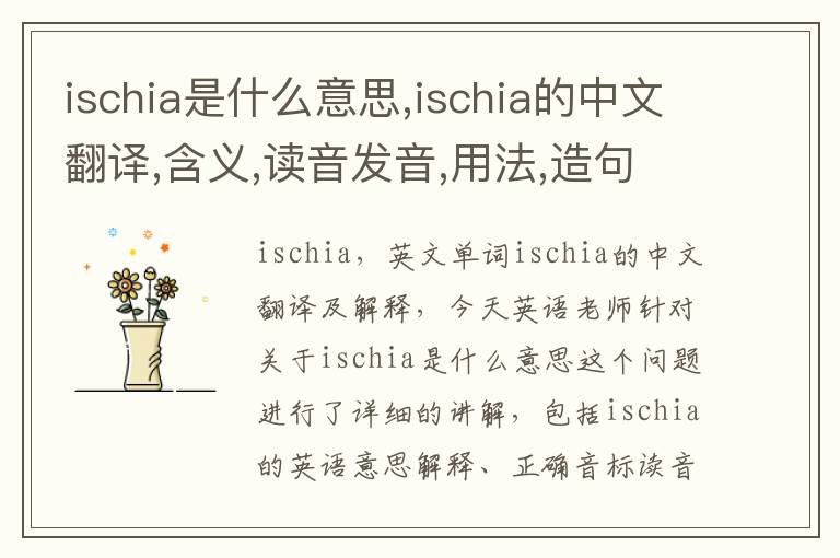 ischia是什么意思,ischia的中文翻译,含义,读音发音,用法,造句,参考例句