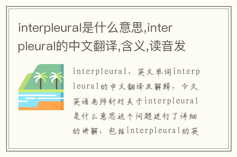 interpleural是什么意思,interpleural的中文翻译,含义,读音发音,用法,造句,参考例句