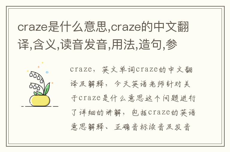 craze是什么意思,craze的中文翻译,含义,读音发音,用法,造句,参考例句