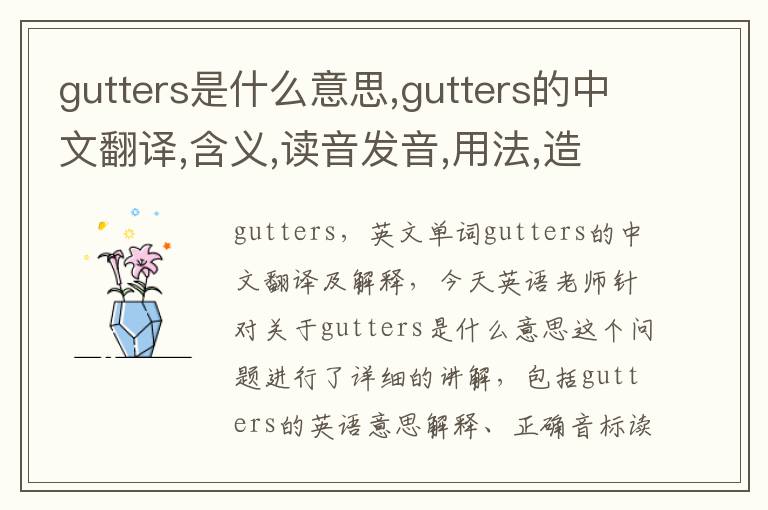 gutters是什么意思,gutters的中文翻译,含义,读音发音,用法,造句,参考例句