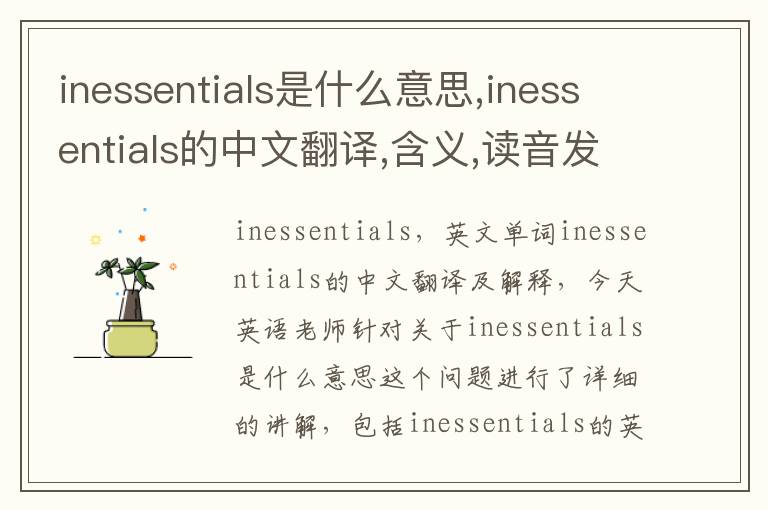 inessentials是什么意思,inessentials的中文翻译,含义,读音发音,用法,造句,参考例句