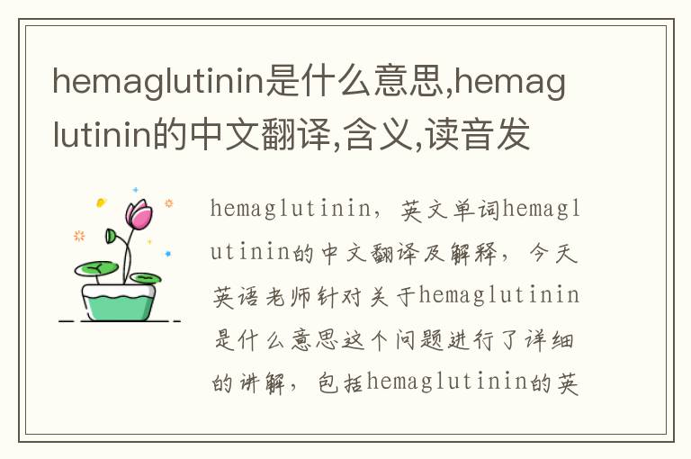 hemaglutinin是什么意思,hemaglutinin的中文翻译,含义,读音发音,用法,造句,参考例句