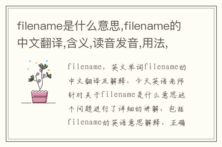 filename是什么意思,filename的中文翻译,含义,读音发音,用法,造句,参考例句