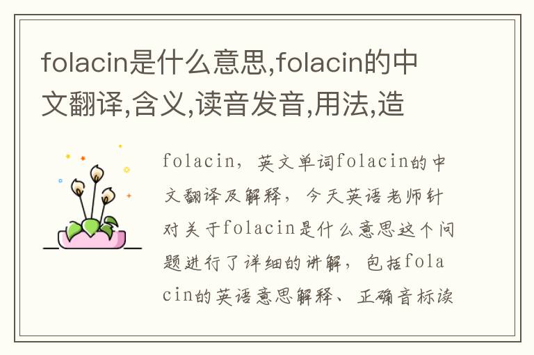 folacin是什么意思,folacin的中文翻译,含义,读音发音,用法,造句,参考例句