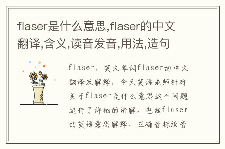 flaser是什么意思,flaser的中文翻译,含义,读音发音,用法,造句,参考例句