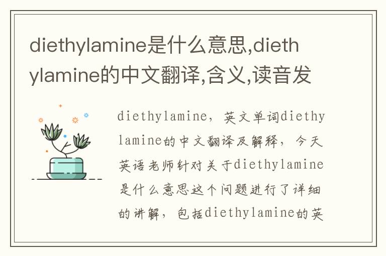 diethylamine是什么意思,diethylamine的中文翻译,含义,读音发音,用法,造句,参考例句