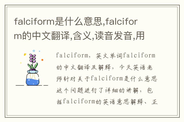 falciform是什么意思,falciform的中文翻译,含义,读音发音,用法,造句,参考例句