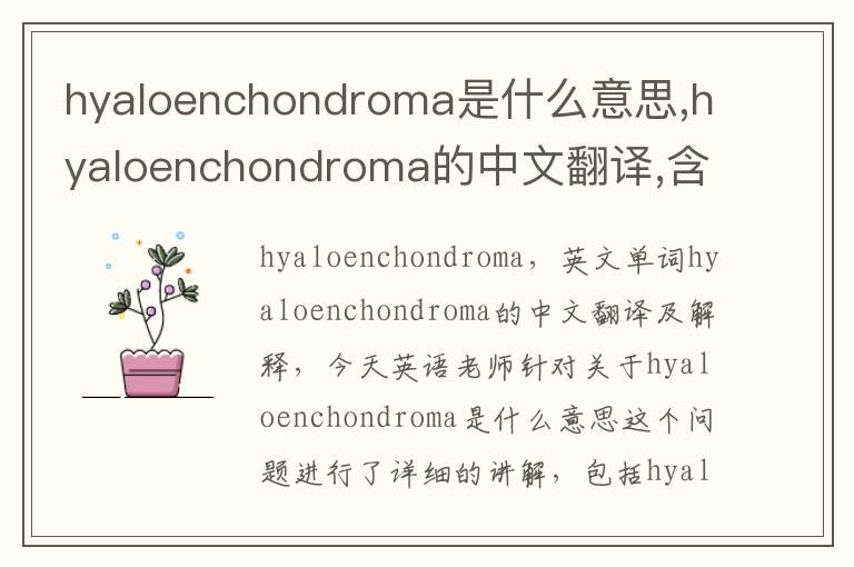 hyaloenchondroma是什么意思,hyaloenchondroma的中文翻译,含义,读音发音,用法,造句,参考例句