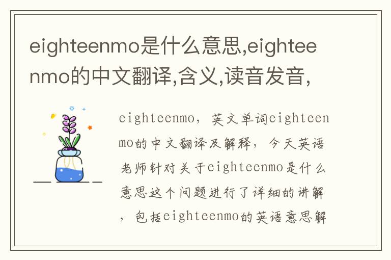 eighteenmo是什么意思,eighteenmo的中文翻译,含义,读音发音,用法,造句,参考例句