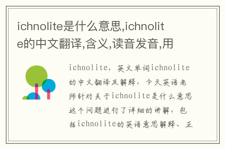 ichnolite是什么意思,ichnolite的中文翻译,含义,读音发音,用法,造句,参考例句