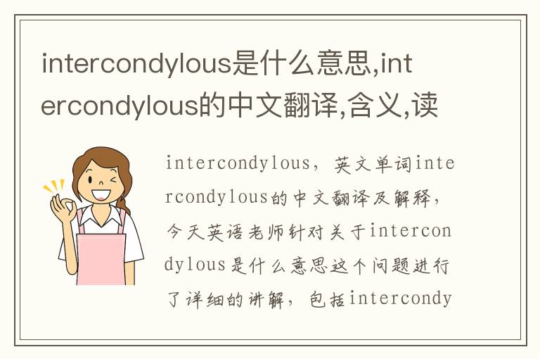 intercondylous是什么意思,intercondylous的中文翻译,含义,读音发音,用法,造句,参考例句