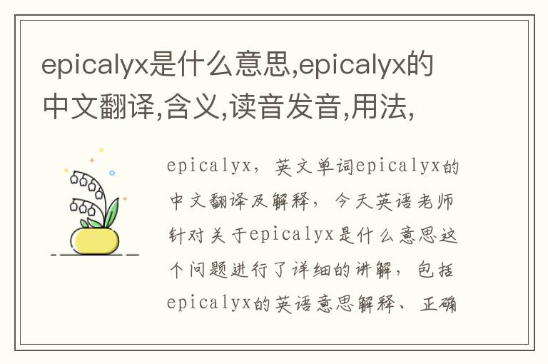 epicalyx是什么意思,epicalyx的中文翻译,含义,读音发音,用法,造句,参考例句