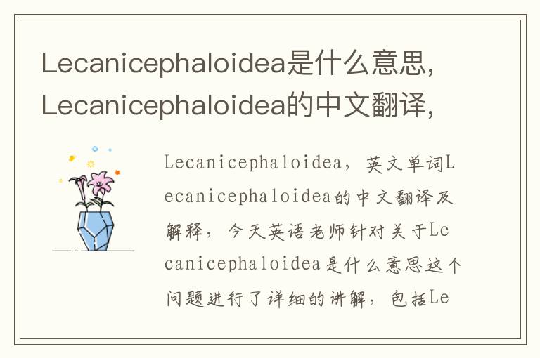 Lecanicephaloidea是什么意思,Lecanicephaloidea的中文翻译,含义,读音发音,用法,造句,参考例句