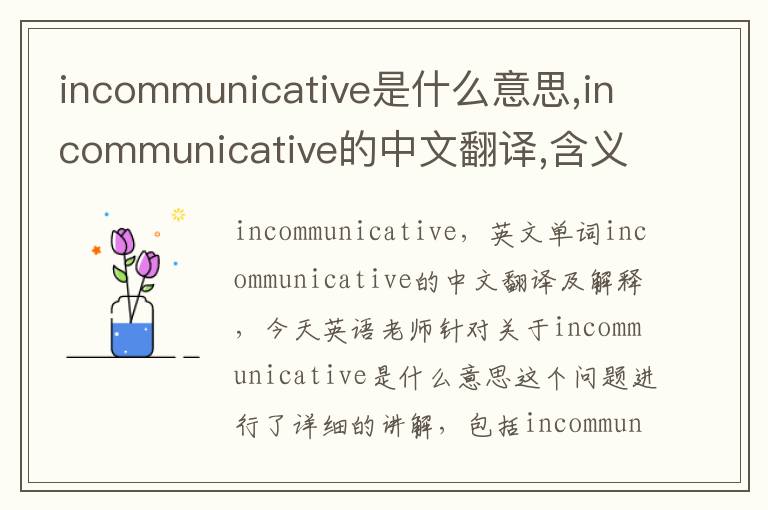 incommunicative是什么意思,incommunicative的中文翻译,含义,读音发音,用法,造句,参考例句