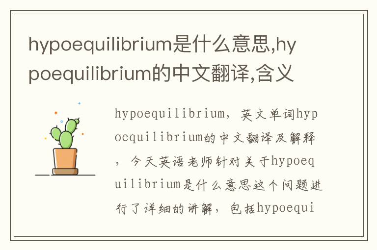 hypoequilibrium是什么意思,hypoequilibrium的中文翻译,含义,读音发音,用法,造句,参考例句