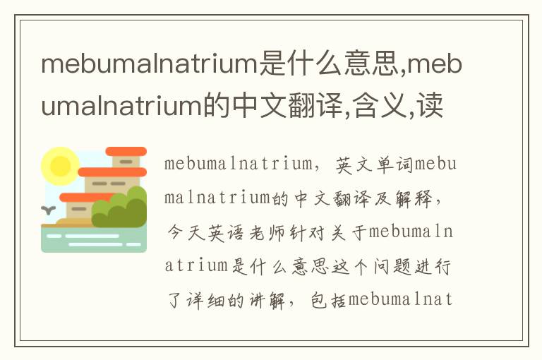 mebumalnatrium是什么意思,mebumalnatrium的中文翻译,含义,读音发音,用法,造句,参考例句