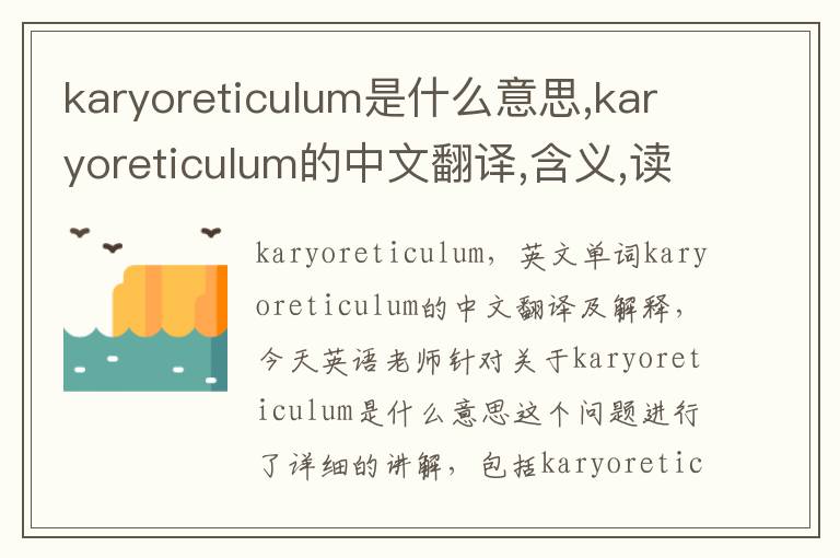 karyoreticulum是什么意思,karyoreticulum的中文翻译,含义,读音发音,用法,造句,参考例句