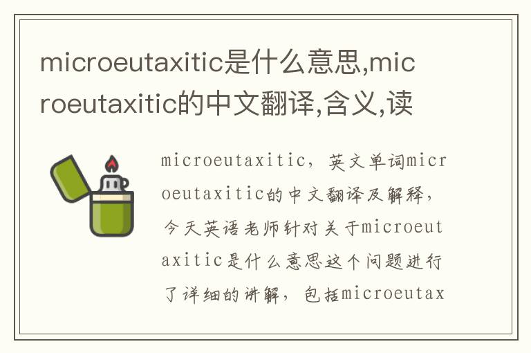 microeutaxitic是什么意思,microeutaxitic的中文翻译,含义,读音发音,用法,造句,参考例句