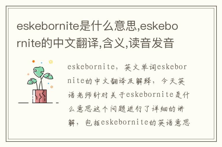 eskebornite是什么意思,eskebornite的中文翻译,含义,读音发音,用法,造句,参考例句