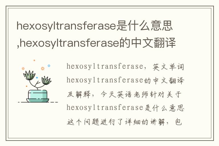 hexosyltransferase是什么意思,hexosyltransferase的中文翻译,含义,读音发音,用法,造句,参考例句