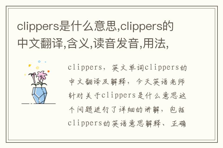 clippers是什么意思,clippers的中文翻译,含义,读音发音,用法,造句,参考例句