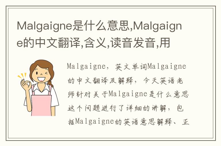 Malgaigne是什么意思,Malgaigne的中文翻译,含义,读音发音,用法,造句,参考例句