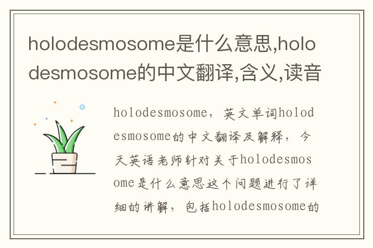 holodesmosome是什么意思,holodesmosome的中文翻译,含义,读音发音,用法,造句,参考例句