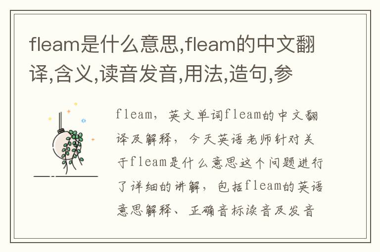 fleam是什么意思,fleam的中文翻译,含义,读音发音,用法,造句,参考例句