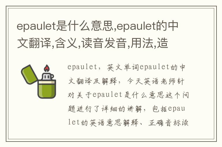 epaulet是什么意思,epaulet的中文翻译,含义,读音发音,用法,造句,参考例句