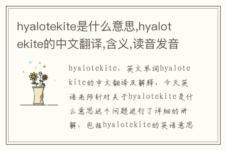 hyalotekite是什么意思,hyalotekite的中文翻译,含义,读音发音,用法,造句,参考例句