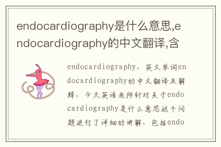 endocardiography是什么意思,endocardiography的中文翻译,含义,读音发音,用法,造句,参考例句