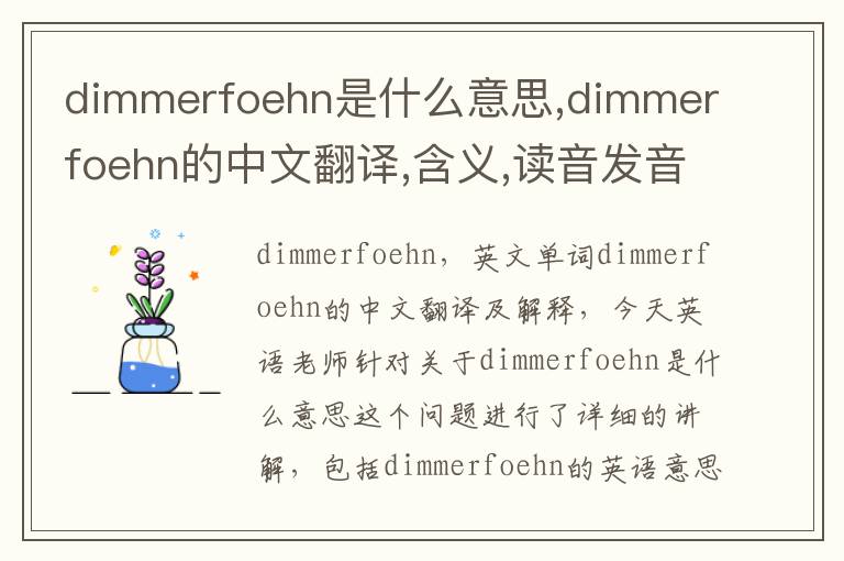 dimmerfoehn是什么意思,dimmerfoehn的中文翻译,含义,读音发音,用法,造句,参考例句