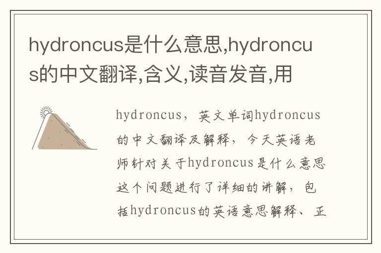 hydroncus是什么意思,hydroncus的中文翻译,含义,读音发音,用法,造句,参考例句