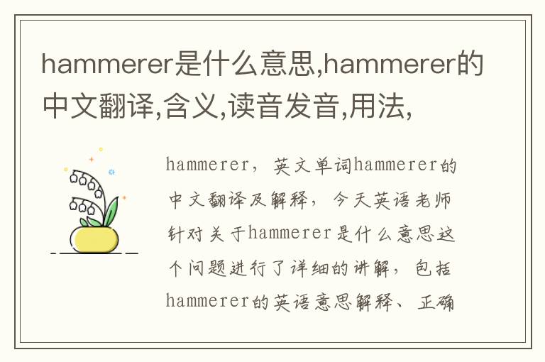 hammerer是什么意思,hammerer的中文翻译,含义,读音发音,用法,造句,参考例句