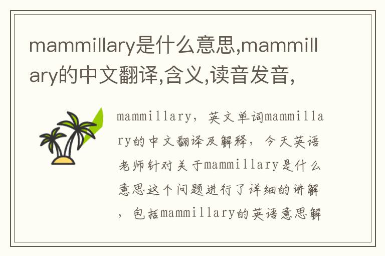 mammillary是什么意思,mammillary的中文翻译,含义,读音发音,用法,造句,参考例句