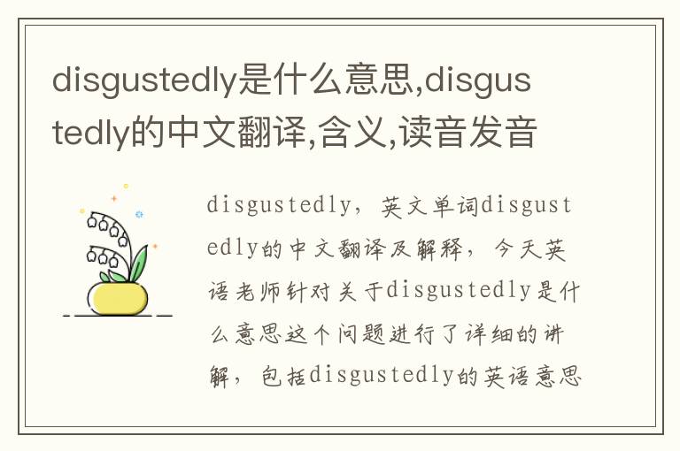 disgustedly是什么意思,disgustedly的中文翻译,含义,读音发音,用法,造句,参考例句