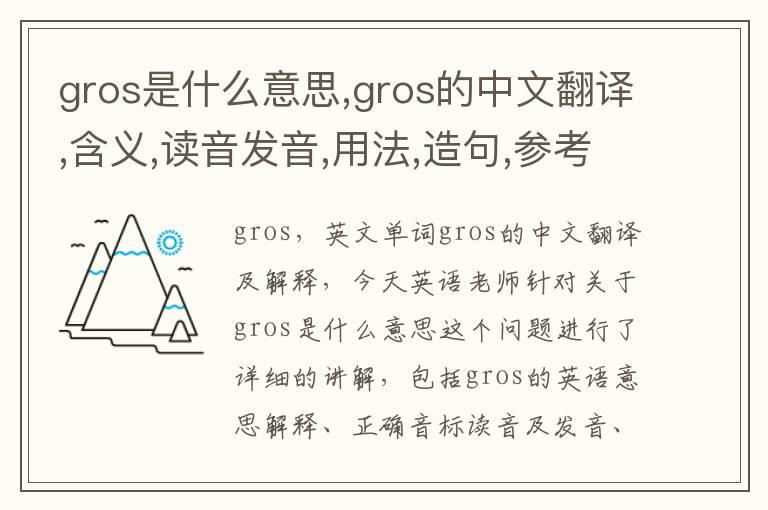 gros是什么意思,gros的中文翻译,含义,读音发音,用法,造句,参考例句