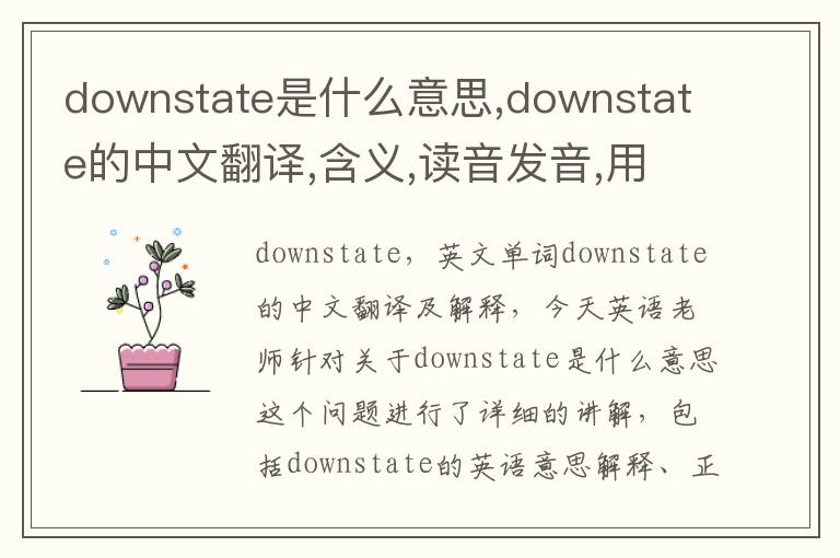 downstate是什么意思,downstate的中文翻译,含义,读音发音,用法,造句,参考例句