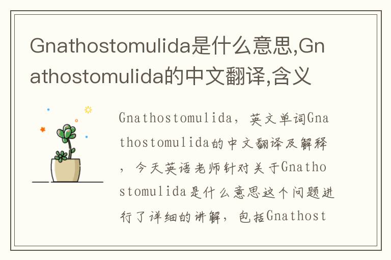 Gnathostomulida是什么意思,Gnathostomulida的中文翻译,含义,读音发音,用法,造句,参考例句