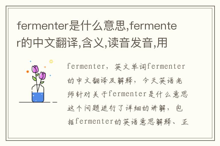 fermenter是什么意思,fermenter的中文翻译,含义,读音发音,用法,造句,参考例句