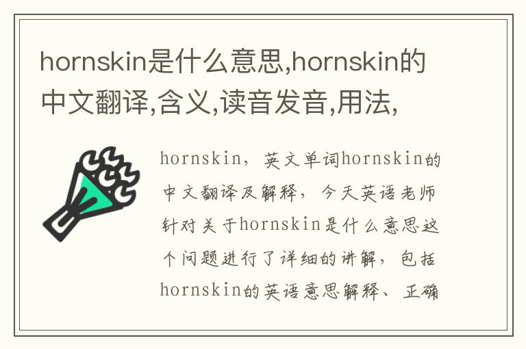 hornskin是什么意思,hornskin的中文翻译,含义,读音发音,用法,造句,参考例句