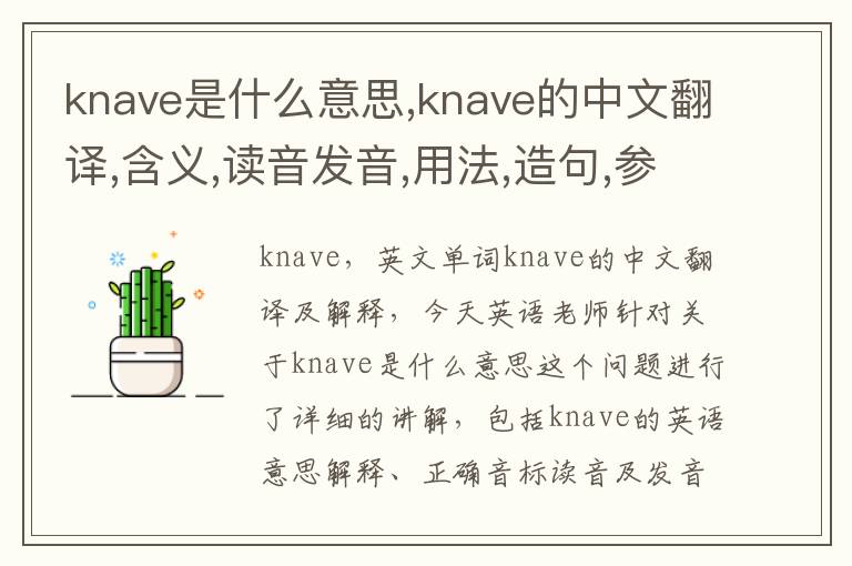 knave是什么意思,knave的中文翻译,含义,读音发音,用法,造句,参考例句