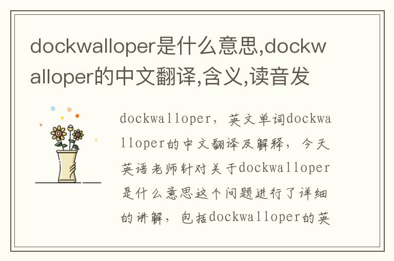 dockwalloper是什么意思,dockwalloper的中文翻译,含义,读音发音,用法,造句,参考例句