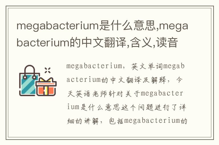 megabacterium是什么意思,megabacterium的中文翻译,含义,读音发音,用法,造句,参考例句