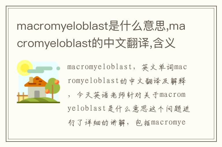 macromyeloblast是什么意思,macromyeloblast的中文翻译,含义,读音发音,用法,造句,参考例句