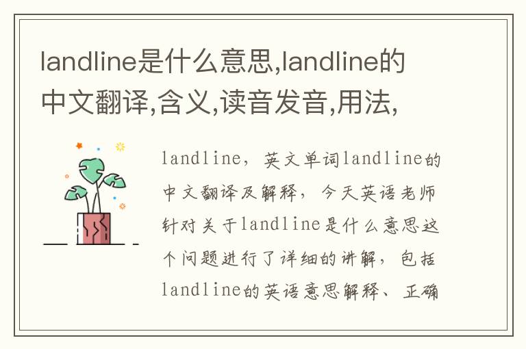 landline是什么意思,landline的中文翻译,含义,读音发音,用法,造句,参考例句