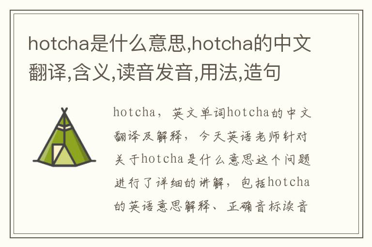 hotcha是什么意思,hotcha的中文翻译,含义,读音发音,用法,造句,参考例句