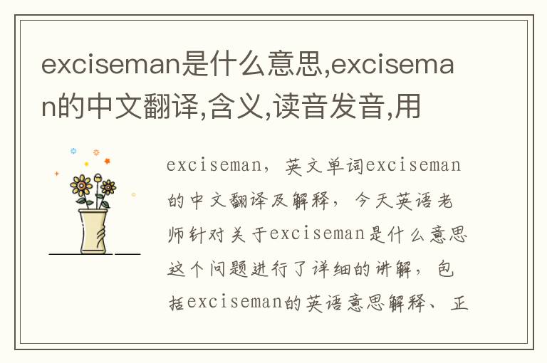 exciseman是什么意思,exciseman的中文翻译,含义,读音发音,用法,造句,参考例句