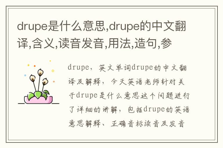 drupe是什么意思,drupe的中文翻译,含义,读音发音,用法,造句,参考例句